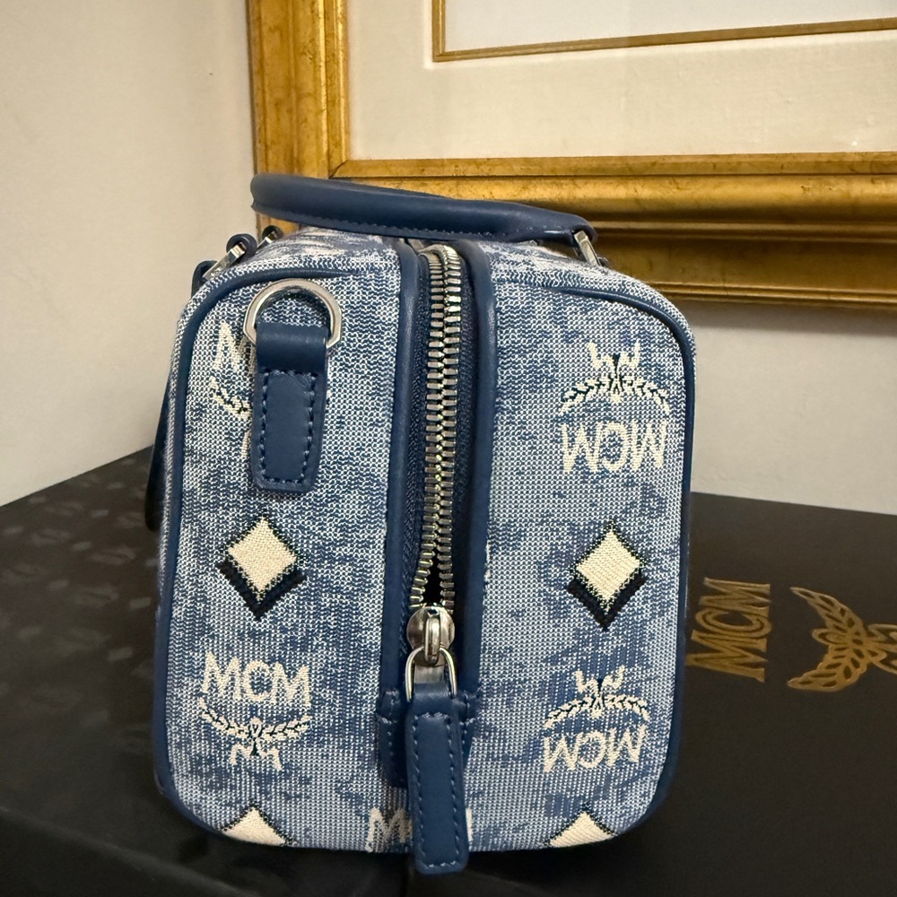 MCM Denim Blue Monogram Satchel Boston bag - Picture 5 of 9